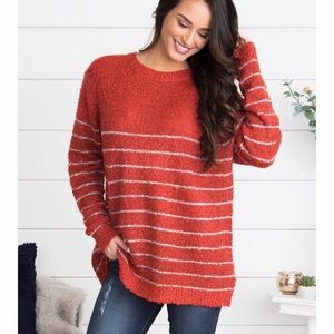 Red Striped Oversized Sweater